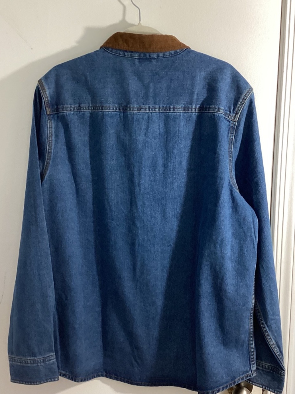 NWT FRYE MEN'S XL BARN SHACKET DENIM MEDIUM WASH WITH CORDUROY COLLAR - Picture 4 of 8